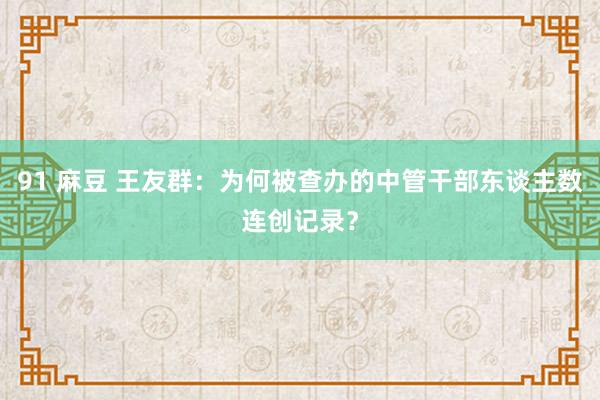 91 麻豆 王友群：为何被查办的中管干部东谈主数连创记录？