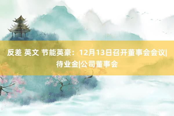 反差 英文 节能英豪：12月13日召开董事会会议|待业金|公司董事会